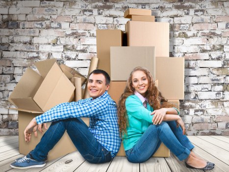 Office furniture and equipment prepared for a commercial move